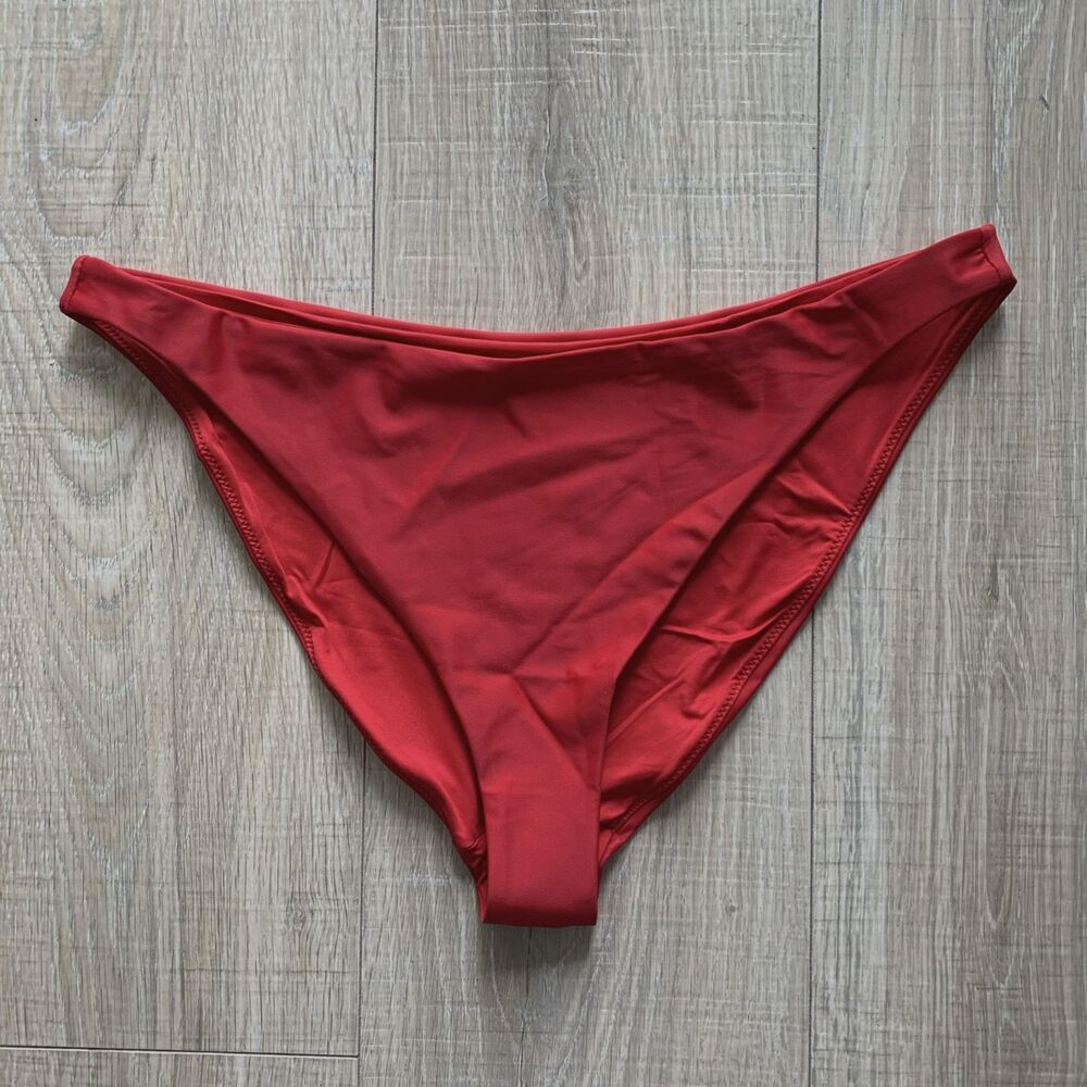 Quince Italian  Low Rise Bikini Bottom Swim Red Large L
